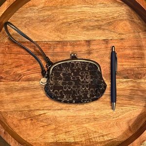 Authentic COACH tiny wristlet - black and silver, LIKE NEW